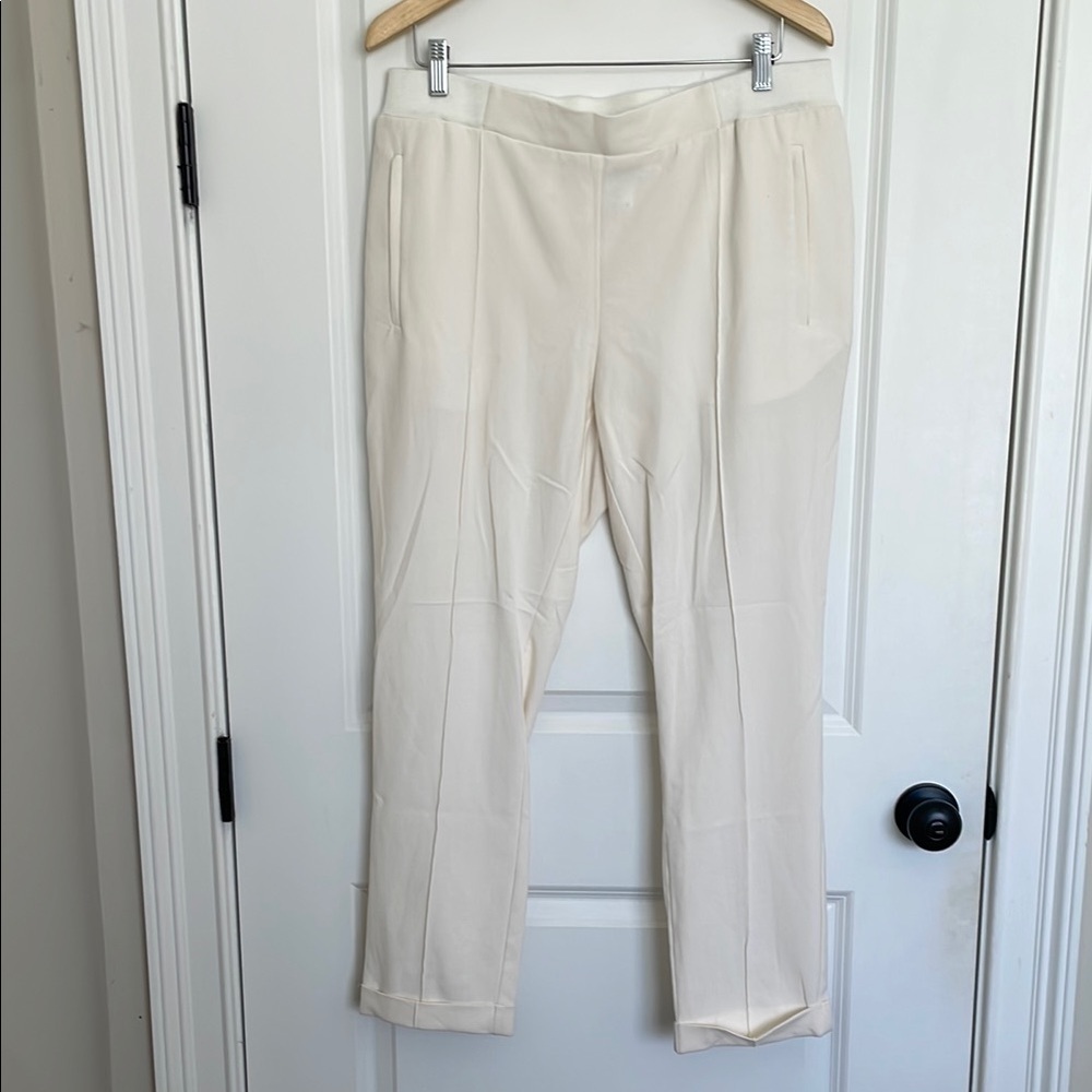 Alessa W. Collection Women’s Pull-On Cuffed Pants Cream 12P